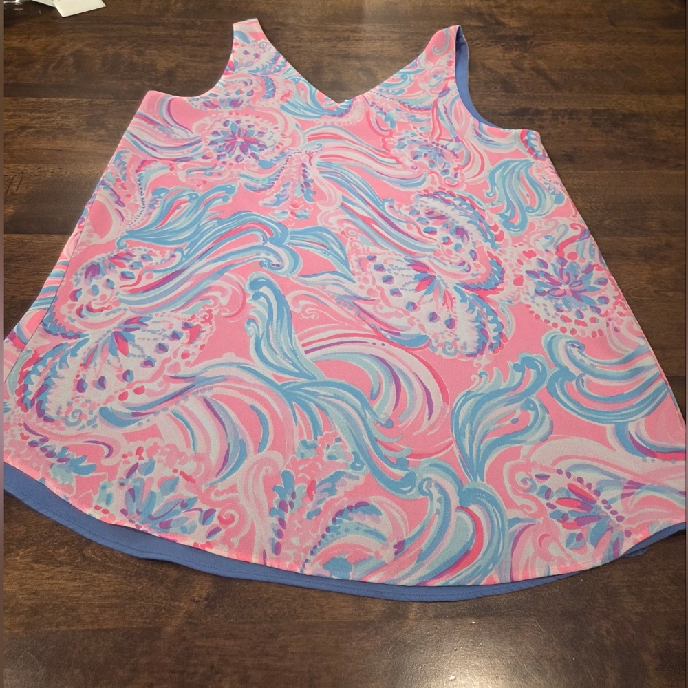 Lilly Pulitzer Florin Reverisble Pink Blue Sleeveless Blouse XXS - Picture 8 of 10